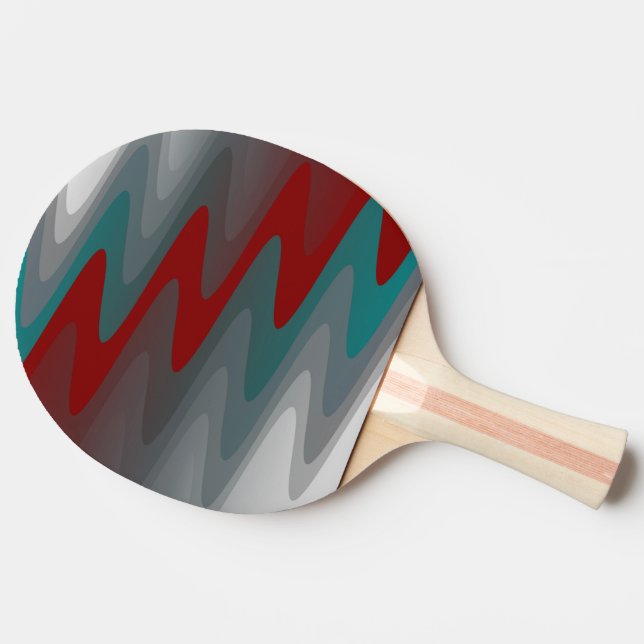 teal burgundy grey waves ping pong paddle (Side)
