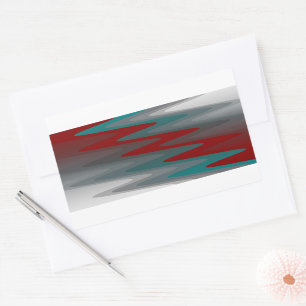 teal burgundy grey waves rectangular sticker
