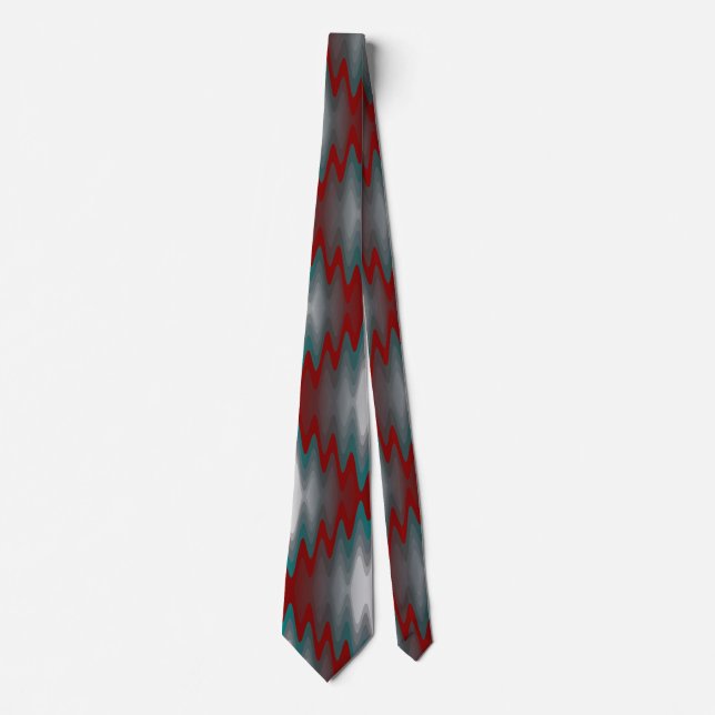teal burgundy grey waves tie (Front)