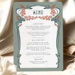 Teal Burgundy Menu Card Wedding Art Nouveau Retro<br><div class="desc">Menu Card in Art Nouveau style for your vintage-themed wedding in a floral, romantic, and whimsical design. Classic flourishes complement classic art deco fonts. Please enter your custom information, and you're done. If you wish to change the design further, click the blue "Customise It" button. Thank you so much for...</div>