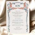 Teal Burgundy Menu Card Wedding Art Nouveau Retro<br><div class="desc">Menu Card in Art Nouveau style for your vintage-themed wedding in a floral, romantic, and whimsical design. Classic flourishes complement classic art deco fonts. Please enter your custom information, and you're done. If you wish to change the design further, click the blue "Customise It" button. Thank you so much for...</div>