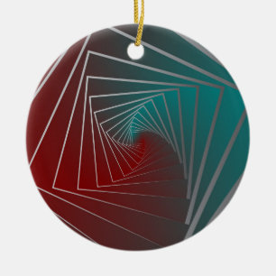 teal burgundy spin ceramic ornament
