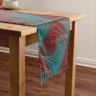 teal burgundy spin medium table runner