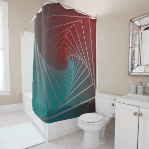 teal burgundy spin shower curtain
