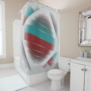 Teal burgundy spinning shower curtain