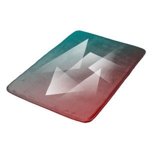 teal burgundy white bath mat