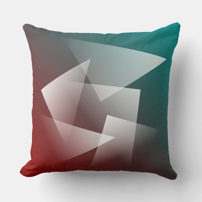 teal burgundy white cushion (Front)