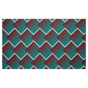 Teal burgundy white geometry fabric
