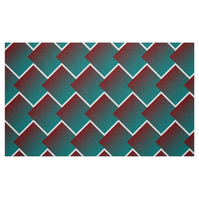 Teal burgundy white geometry fabric (Fat Quarter)