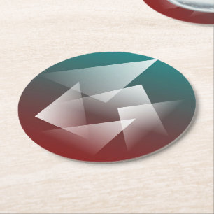 teal burgundy white round paper coaster