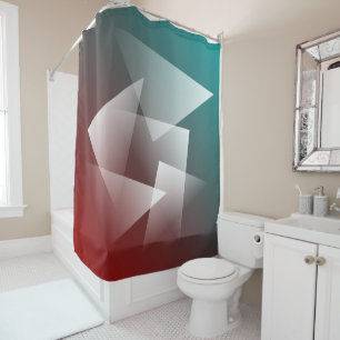 teal burgundy white shower curtain
