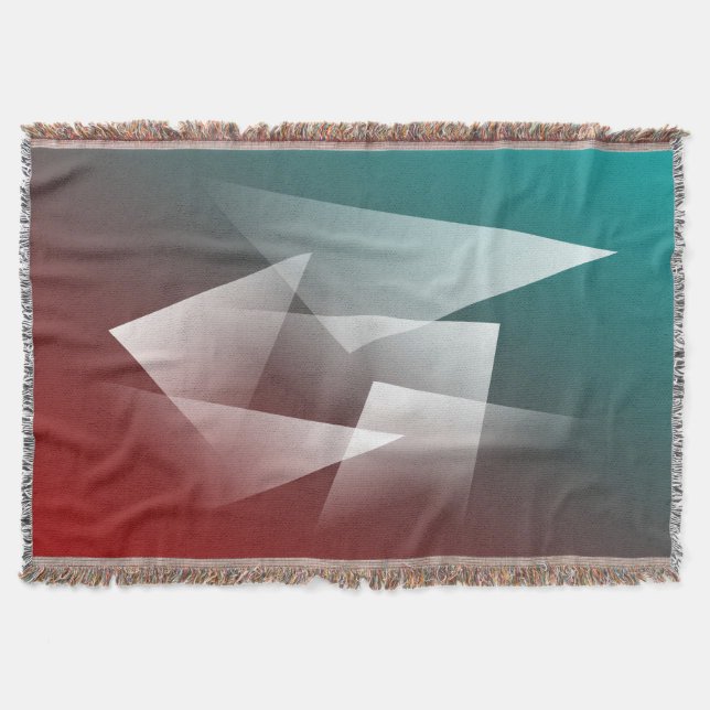 teal burgundy white throw blanket (Front)