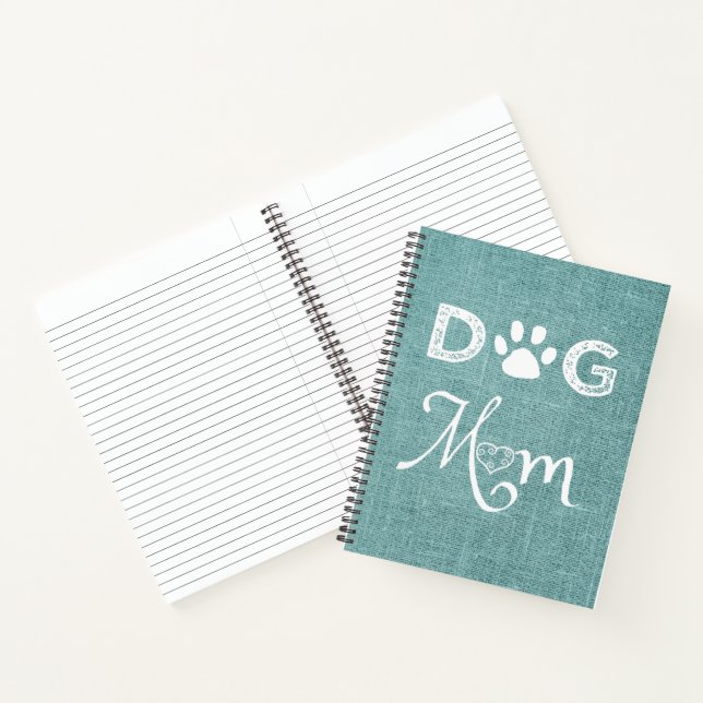 Teal Burlap Dog Mum Notebook (Inside)
