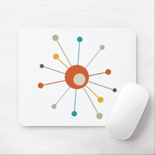 Teal Burnt Orange Atomic Age Starburst Mid Century Mouse Pad