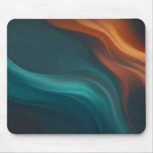 Teal Burnt Orange Fluid Currents Mouse Pad