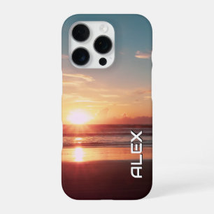 Teal & Burnt Orange Sunrise Over Ocean iPhone 16 Pro Case