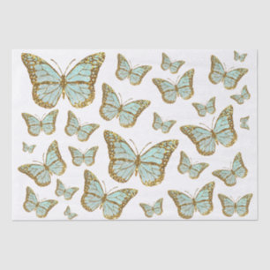 teal butterflies tissue paper