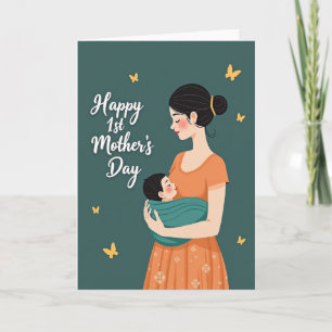 Teal Butterfly Mothers Day Card