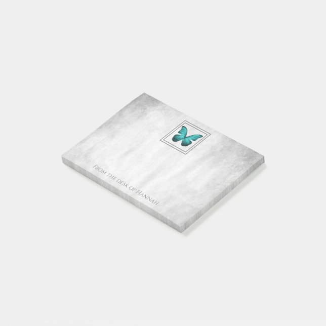 Teal Butterfly Personalised Notes (Angled)