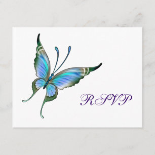 Teal Butterfly RSVP Any Colour Background Card