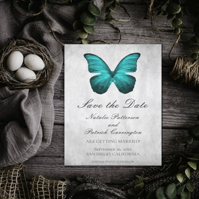 Teal Butterfly Save the Date Invite (Creator Uploaded)