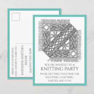 TEAL CABLE KNIT Postcard + Text 