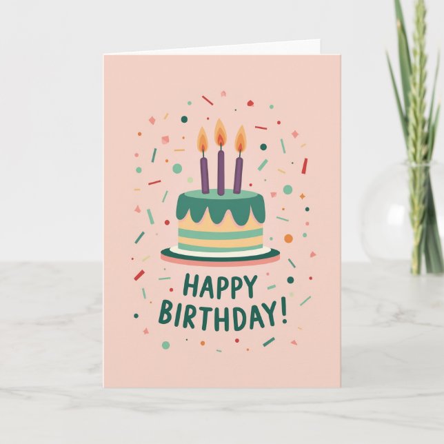 Teal Cake Birthday Card (Front)