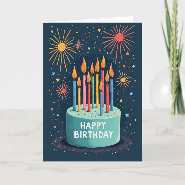 Teal Cake Celebration Card (Front)