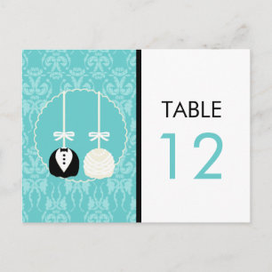 Teal Cake Pop Table Number Card