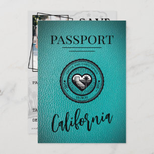 Teal California Passport Save The Date