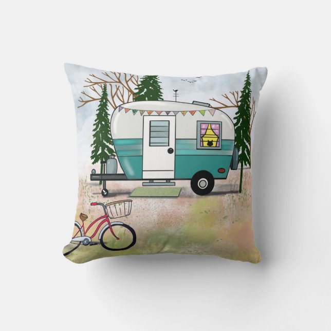 Teal Camper Pillow (Front)