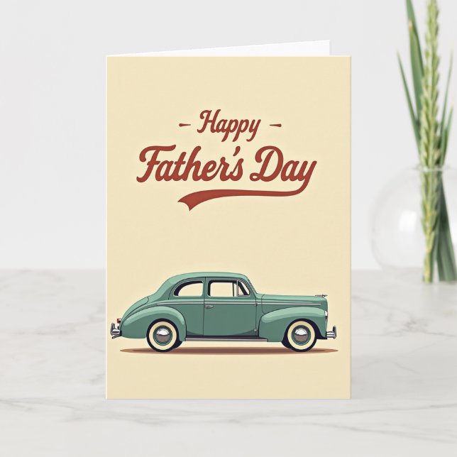 Teal Car Fathers Day Card (Front)