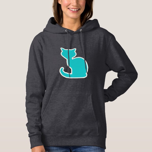 Teal Cat Hoodie (Front)