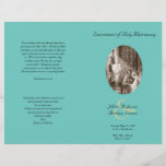 Teal Catholic Folded Wedding Program Template<br><div class="desc">Teal Catholic Folded Wedding Program Template allows you to customise four "pages" - both sides of paper with lots of text,  for a Catholic ceremony. Add a lovely scripture for a Christian ceremony,  and personal message.  Customer must fold in half after purchase.
Sacrament of Holy Matrimony</div>