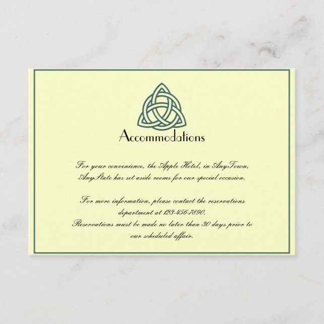 Teal Celtic Knot Wedding Insert (Front)