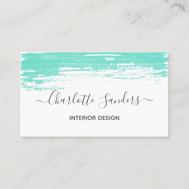 Teal chalk paint elegant  business card (Front)