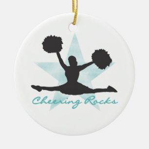 Teal Cheering Rocks T-shirts and Gifts Ceramic Tree Decoration