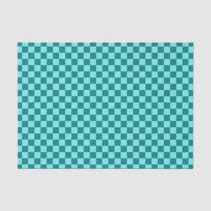 Teal Chequerboard Pattern Tissue Paper