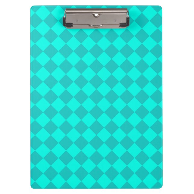 Teal Chequered Diamond Pattern  Clipboard (Front)