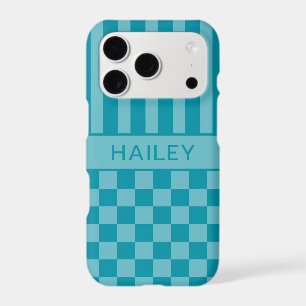 Teal Chequered Striped Personalised