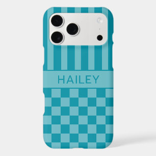 Teal Chequered Striped Personalised