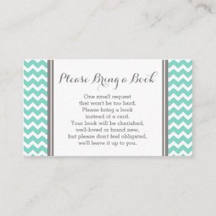 Teal Chevron Baby Shower Book Request Card
