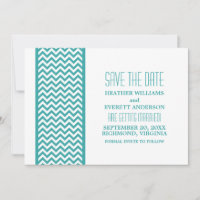Teal Chevron Border Save the Date Invite
