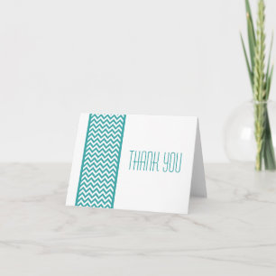 Teal Chevron Border Thank You Card