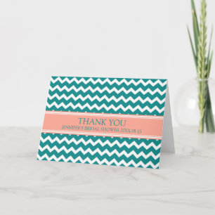 Teal Chevron Bridal Shower Thank You Card