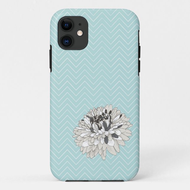 Teal Chevron chrysanthemum pattern iPhone 5 Cover (Back)