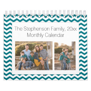 Teal Chevron Custom Photo Collage 24-Image Calendar