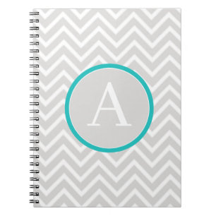 Teal Chevron Monogram Notebook