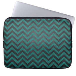 Teal Chevron Pattern Laptop Sleeve