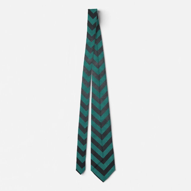 Teal Chevron Pattern Tie (Back)